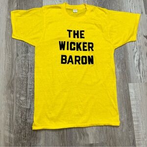 Vintage The Wicker Baron Single Stitch T Shirt Mens Large Yellow 70s 80s USA